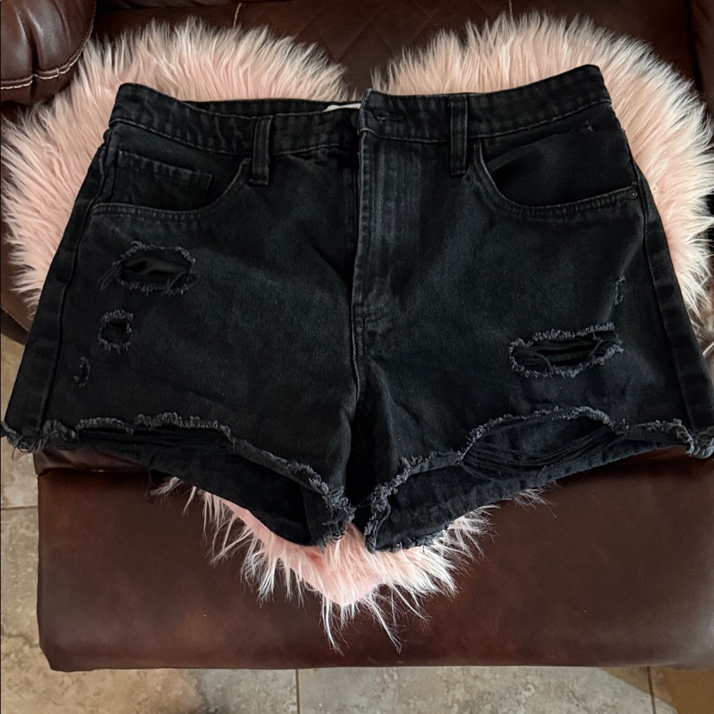 Stylish Black Distressed Denim Shorts